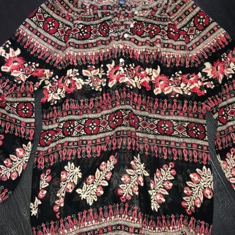 American Living Blouse large Black Red - Picture 2 of 15